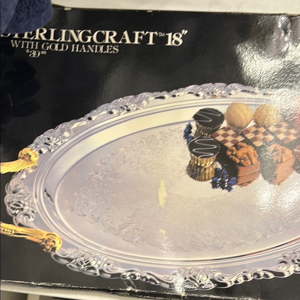 Sterlingcraft 18" Silver Platter with Gold Handles